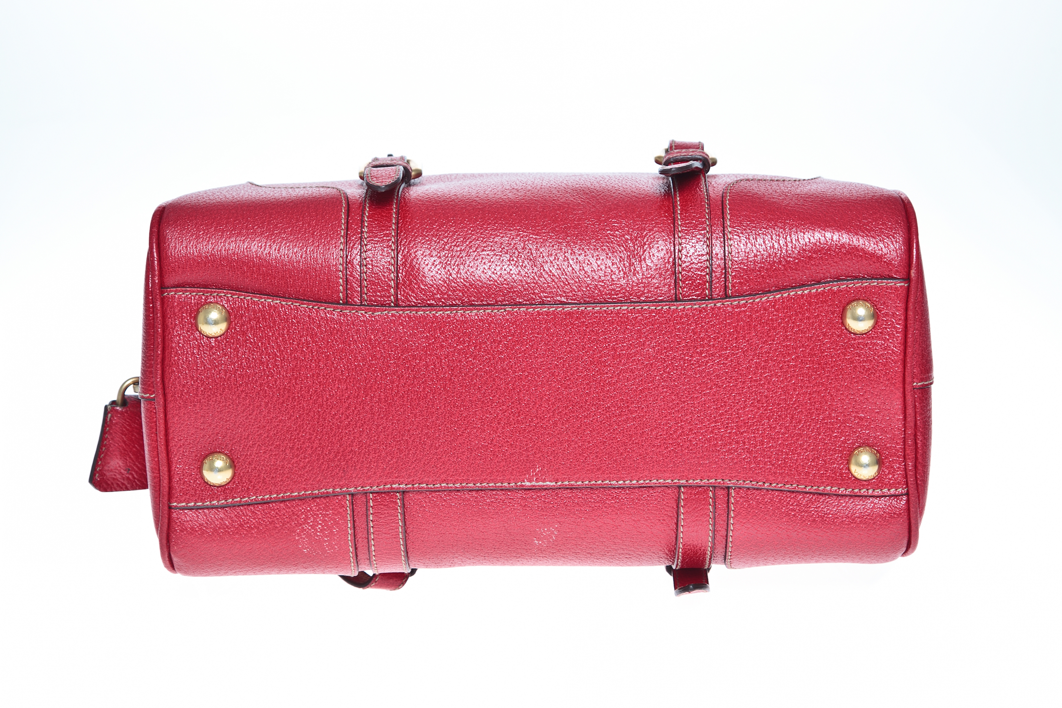 prada red leather handbag  