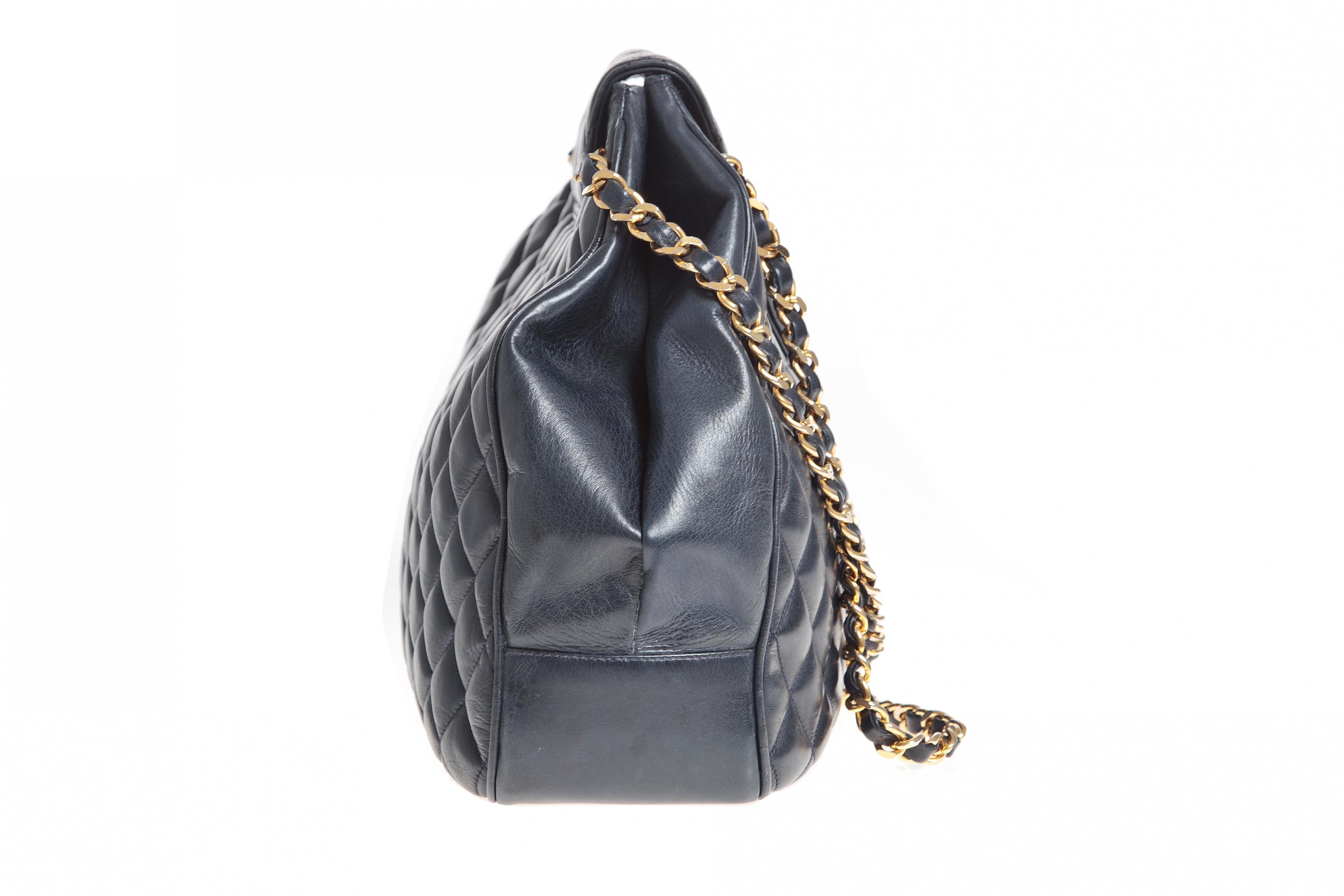 Chanel dark blue trapezoid handbag