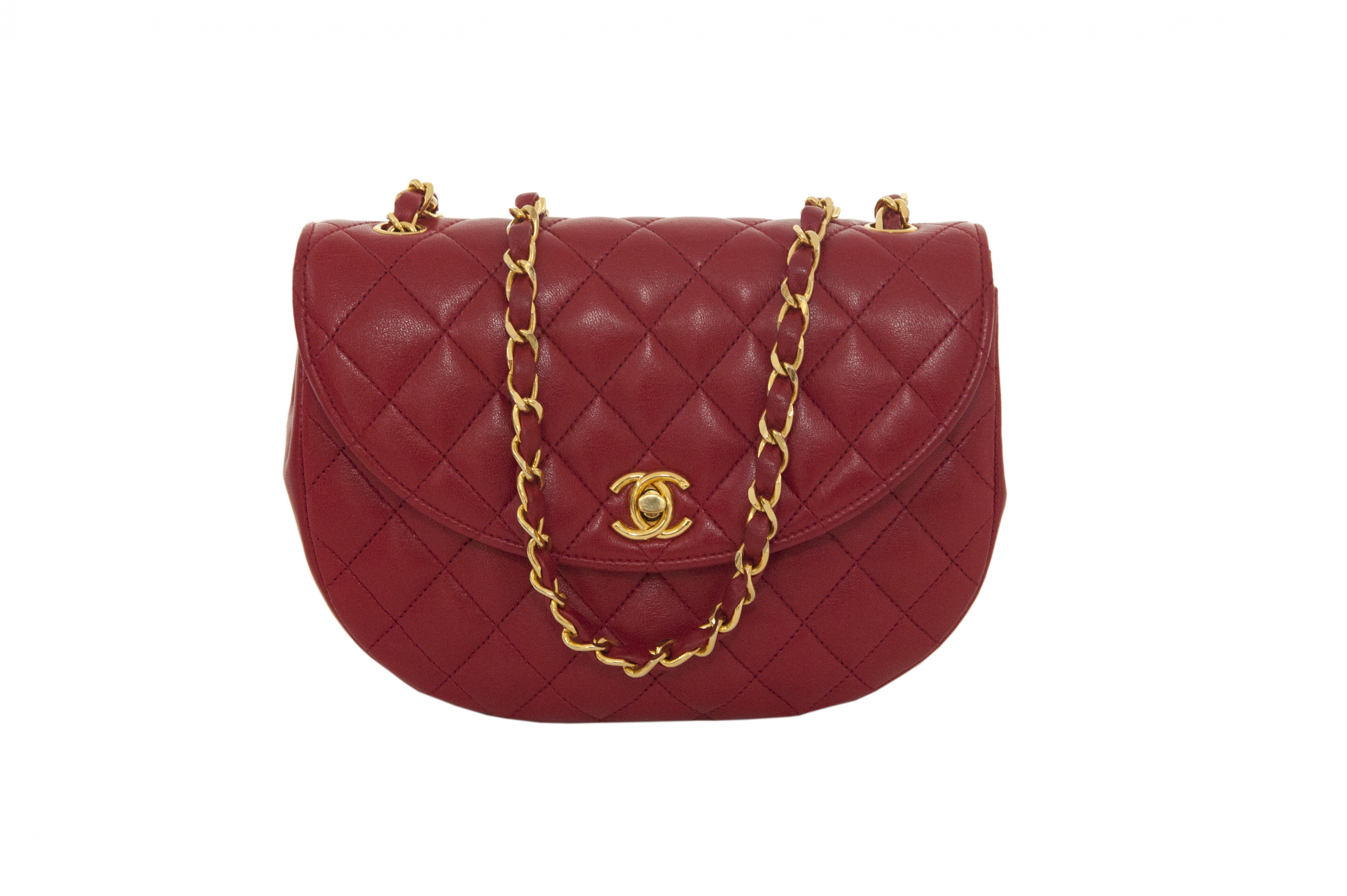 Chanel timeless red quilted leather