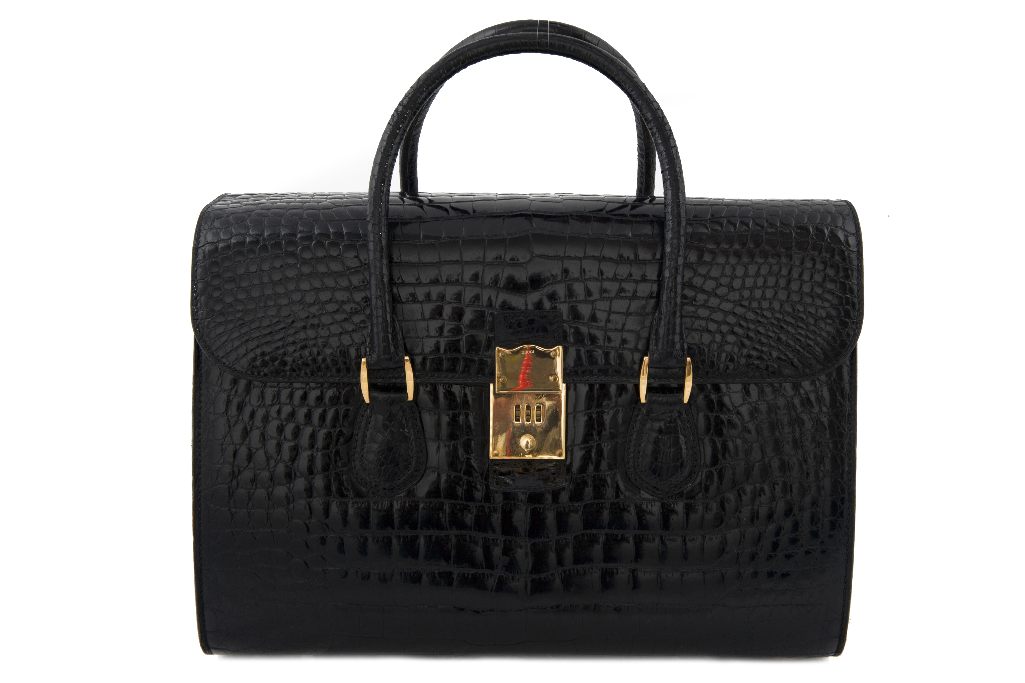 Gucci black crocodile suitcase 